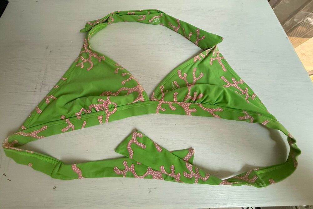 Vintage Lilly Pulitzer Coral Me Crazy Swim Top - Halter Style - Sz XL